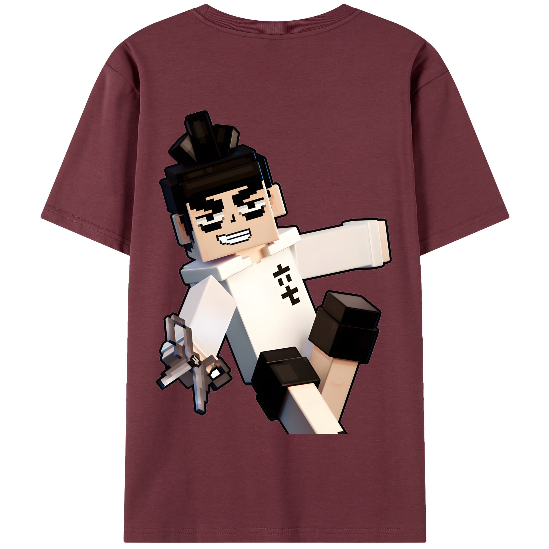 （画像用） マインクラフト ブロックの世界 Minecraft MC Block world 綿100％半袖Tシャツ（背面プリント）